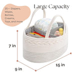 luxury little Diaper Caddy Organizer, Large Cotton Rope Nursery Baby Basket, Changing Table Organizer for Baby Diaper Storage, Portable Car Organizer with Removable Divider, Baby Shower Gifts - White