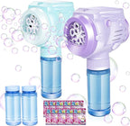 Automatic Bubble Guns with Light, Zealous 2pc High Output Bubble Machines with Bubble Solution & Bubble Concentrate,Handheld Battery Operated Bubble Maker Toys for 3000+ (Bubble-White)