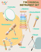 Montessori Musical Instruments for Toddlers, Wooden Musical Toys for Kids 3+, Eastar Kido Percussion Instruments Set for Boys Girls, Preschool Educational Toys with Storage Bag Christmas Birthday KW-1