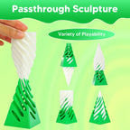 Impossible Pyramid Passthrough Sculpture, 3D Printed Spiral Cone Fidget Toys, Anxiety Relief Pass Through Pyramid Fidget Toy, Stress Relief Desk Toy Adults, Christmas, Birthday Gifts (Green White)
