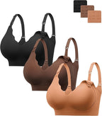 HBselect 3Pack Nursing Bras for Breastfeeding Seamless Scalloped Maternity Bras for Pregnancy Ultra Comfort Sleep Bras