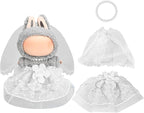 17cm Doll Clothes & Accessories Set，Luxe Bride Outfits, Handmade Veil & Simulated Pearl Necklace - for Ceremonies, Displays, Collectors & Gifts/Doll Wedding Dress/Sweet Meadow