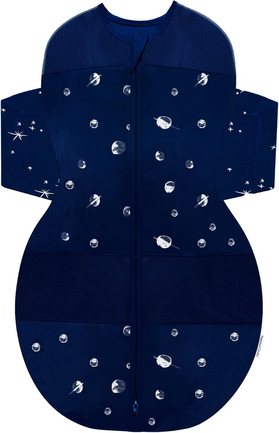 Happiest Baby SNOO Sleep Sack - 100% Organic Cotton Baby Swaddle Blanket - Doctor Designed Promotes Healthy Hip Development (Midnight Planets, Small)