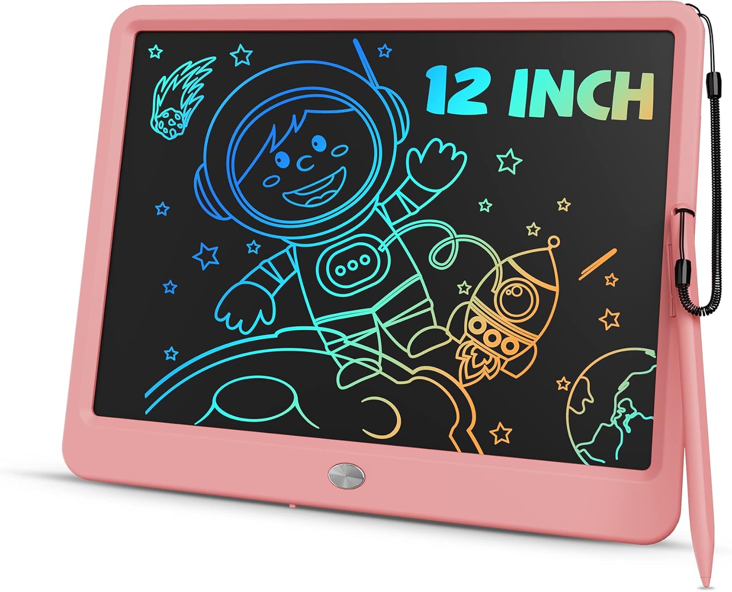 TEKFUN Toys for Girls 12in LCD Writing Tablet, Erasable Doodle Board with Anti-Lost Stylus, Mess Free Coloring Drawing Board, Travel Car Trip Games Toys Birthday for 3 4 5 6 7 Girls Pink