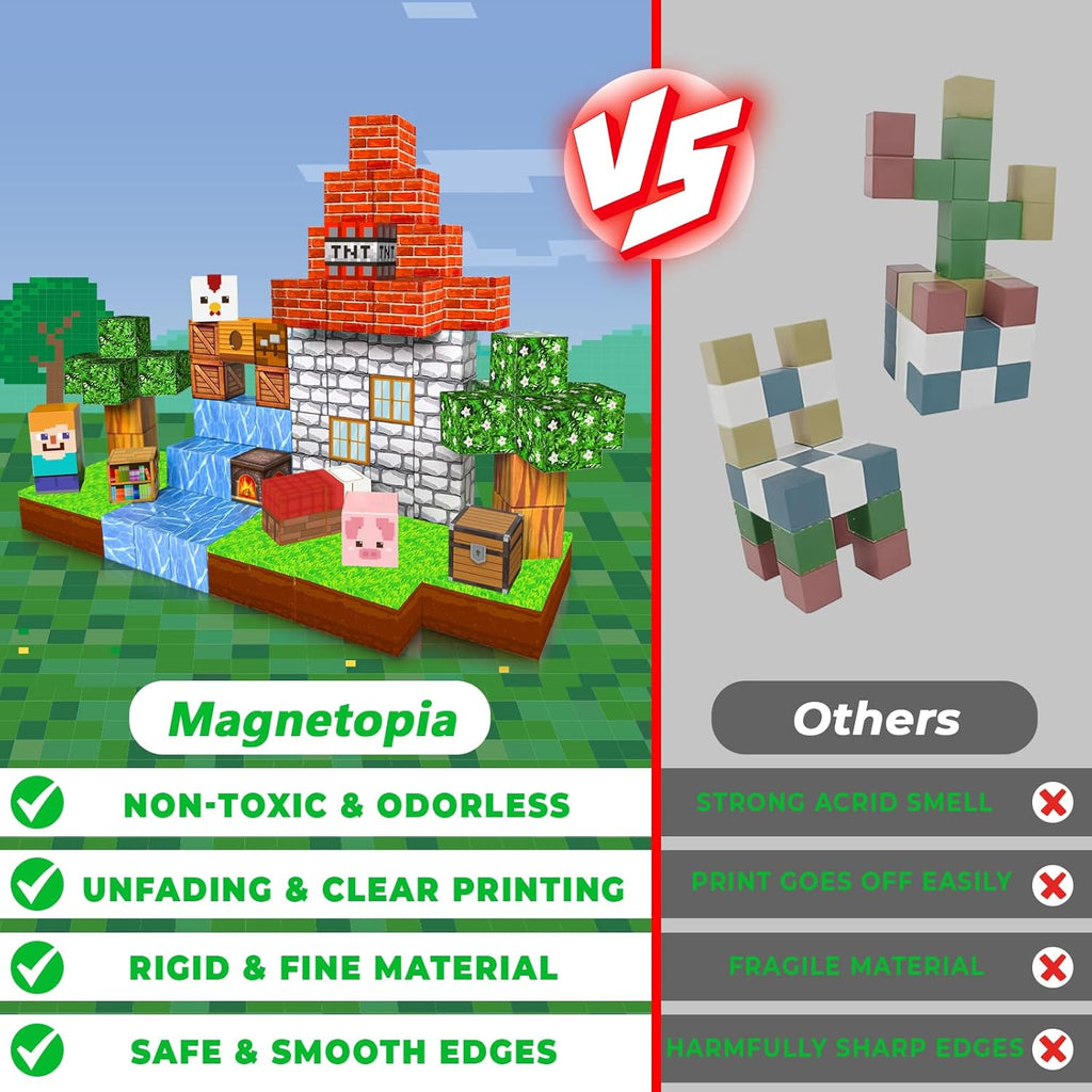 Magnetic Blocks - 100PCS Magnetic Building Blocks Cubes, Magnet Toys for Kids Age 3+, Toy Building Set for Kids, Magnets Stacking Construction Toys Birthday Gifts for Boys Girls Age 4-8, 8-12