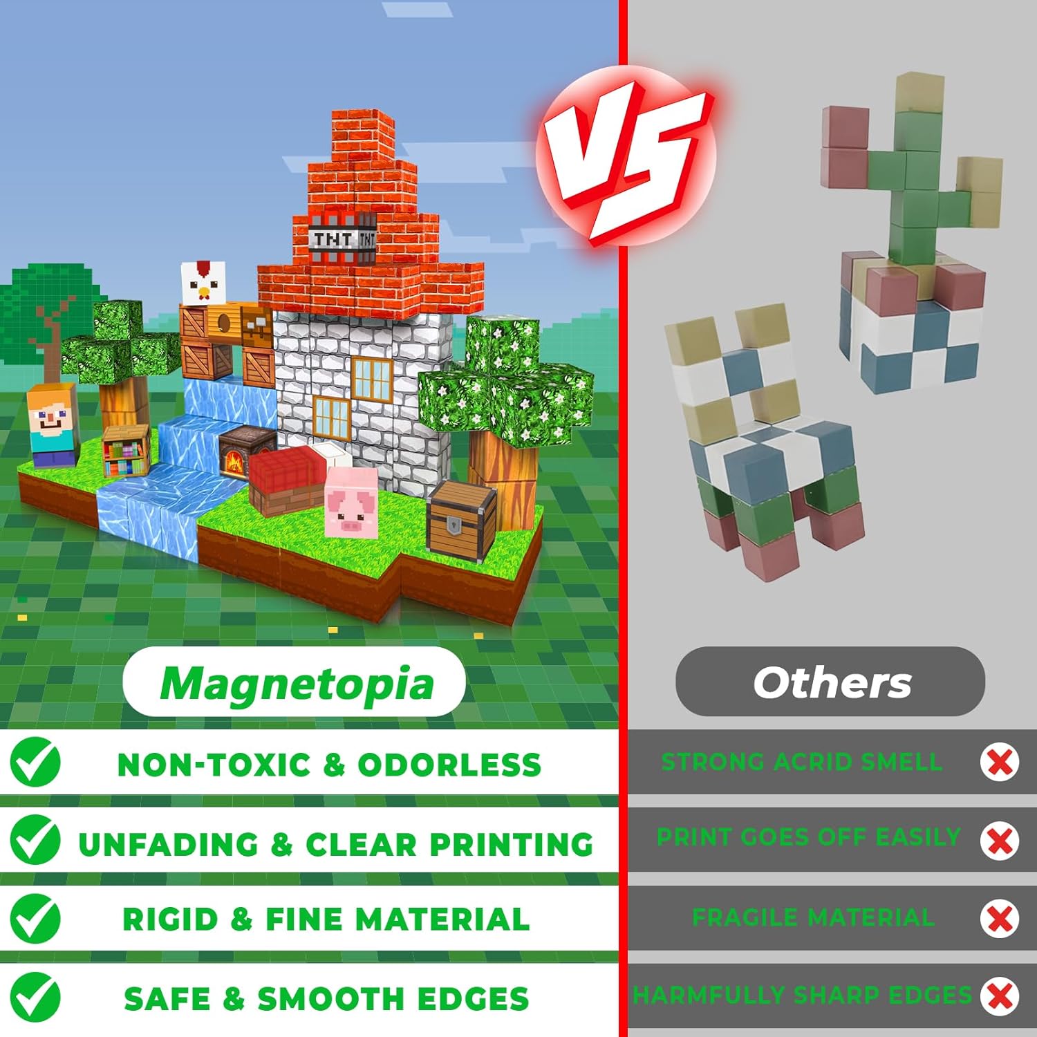 Magnetic Blocks - 100PCS Magnetic Building Blocks Cubes, Magnet Toys for Kids Age 3+, Toy Building Set for Kids, Magnets Stacking Construction Toys Birthday Gifts for Boys Girls Age 4-8, 8-12