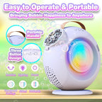 Bubble Machine, Automatic Bubble Maker Rechargeable, 15000+ Big Bubbles per Min, Colorful LED Lights, 90° 360° Rotatable Portable Electric Bubbles Toy for Kids Toddlers, Outdoor Wedding Party Gifts