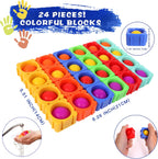 Pop Fidget Toys Bubble Sensory Toy Girl Boy 24Pcs Colorful Silicone Fidget Building Block Toy Set Autism Special Needs Stress Relief Kids Educational Dimple Fidget Packs Puzzle Toy Toddler Gift