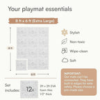 Lillefolk Baby Play Mat for Floor – 6x8ft Vintage Gray | Soft Non Toxic Premium EVA Foam Tiles for Tummy Time, Crawling & Playroom – Waterproof Interlocking Floor Mat for Babies & Toddlers (12 Tiles)