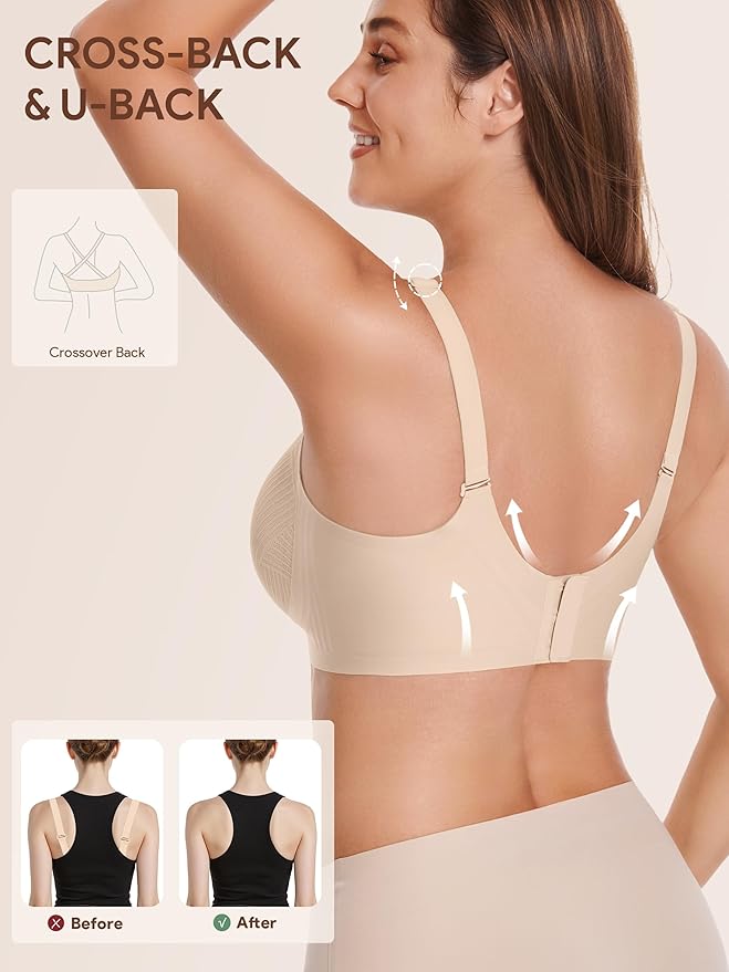 Angelhood Nursing Bras for Breastfeeding, Seamless Wireless Comfort Push up Lace Nursing Maternity Bralette for Pregnancy