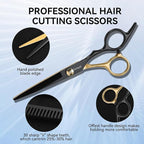 14-Piece Professional Hair Cutting Scissors Kit – Stainless Steel Hair Shears, Barber Scissors, Thinning Shears & Razor – Hair Cutting Kit for Men/Women/Kids – Barber Supplies & Accessories