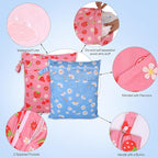 2pcs Travel Waterproof Laundry Bag, Cloth Diaper Wet Dry Bags with Handle & 2 Zipper Pockets, Reusable Washable Dirty Clothes Bag for Baby Adult Travelling Hanging, Bathing Beach Pool Daycare