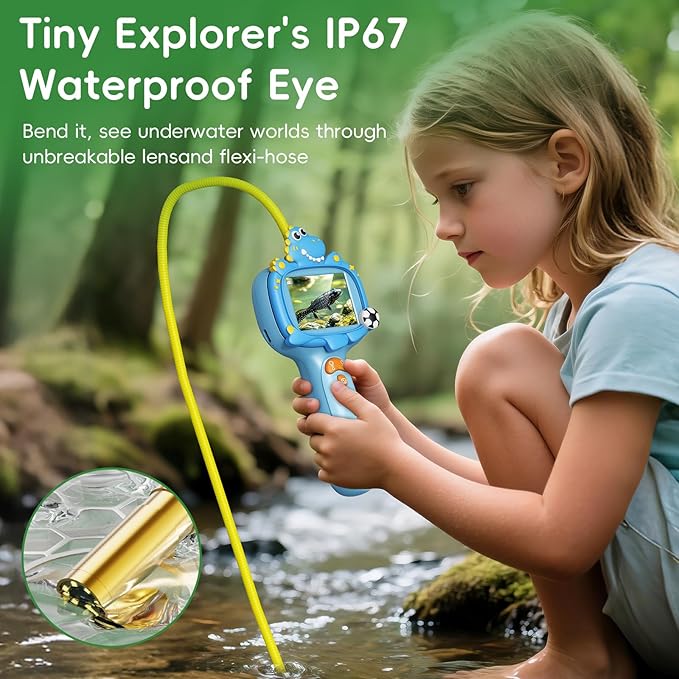 Borescope Camera Toy with Light for Kids - STEM Science Educational Toy for 4 5 6 7 8 9 10 Years Old Boys Girls Birthday Gift, Snake Scope Camera for Outdoor Camping Nature Exploration