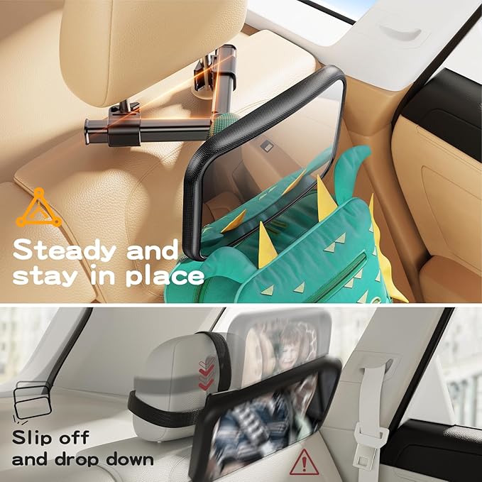 Baby Car Mirror for Baby Hook Clip Design Never Shake Baby Mirror for Car Seat Mirror Rear Facing Newborn Essentials Easy Install Back Seat Mirrors for Car Clear View ShatterProof Crash Tested