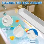 Splash Guard for Bathtub Kids - Silicone Bathtub Splash Guard with 11 Suction Cups, Bath Tub Play Shelf for Kids & Toy Holder, Prevent Water Spill in Bathroom, Fun Bath Time for Toddlers Baby, Gray