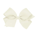 Wee Ones Girls' Plain Wrap Classic Grosgrain Hair Bows on a WeeStay No-Slip Hair Clip, Handmade, Medium, Antique White