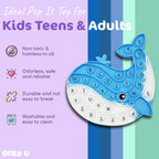 Marine Pop Fidget Toys Set with ABCs, Silicone Rainbow Dinosaur Popper Fidget Set for Children, Sensory Squeeze Toys Stress Reliever Tool for Kids Adult ADHD 3 Pack, Whale, Turtle and Clownfish