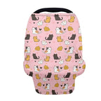 Binienty Baby Car Seat Covers - Cartoon Kitten Infant Carseat Canopy Multi-use Stretch Nursing Cover for Breastfeeding