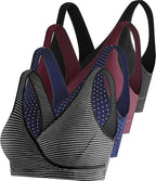SUIEK 4 Pack Nursing Sleep Bra Maternity Bralette Cotton Breastfeeding Bras