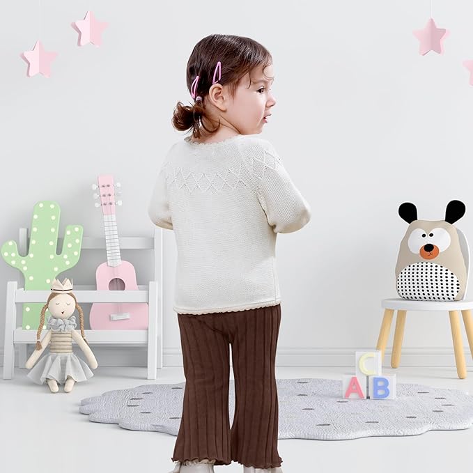 Neutocd Baby Girl Flare Pants Toddler Bell Bottoms Leggings Infant Stretchy Soft Trousers Solid Elastic Waist Pants