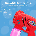 JOYIN 2 Bubble Guns with 2 Refill Solution (10 oz Total), Bubbles Maker, Blower, Machine Gun Blaster for Kids, Toddlers, Outdoors Activity, Party, Birthday Gift, Easter Toys (Blue+Red)
