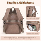 Premium Vegan Leather Diaper Bag Backpack with Waterproof Changing Pad – Reinforced Stitching & Zippers, Baby Bag for Boy Girl, Stroller Straps, Ergonomic Design for Traveling Moms, Taupe