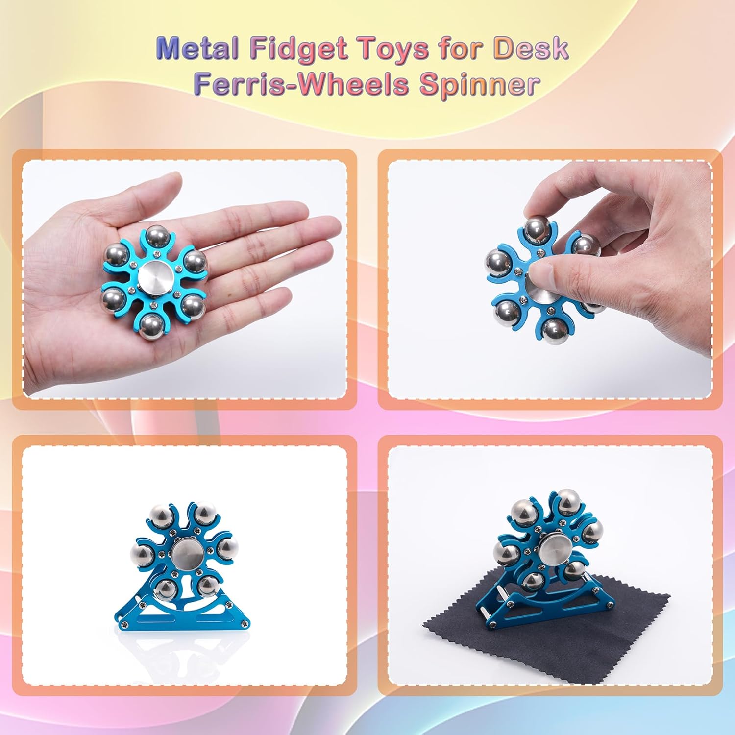 Desk-Fidget-Toys for Ferris-Wheels-Spinner: Metal Kinetic-Spinner 4mins, Cool-Gadgets for Kid Children Teen Adult EDC-Toy, ADHD Tools Cool-Stuff Stress Relief Gift for Office Home School Christmas