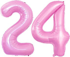 GOER Number 24 Balloons for 24th Birthday Party Decorations,42 Inch Jumbo Foil Helium 42 Balloons for 42nd Birthday Party Decoration (Light Pink)