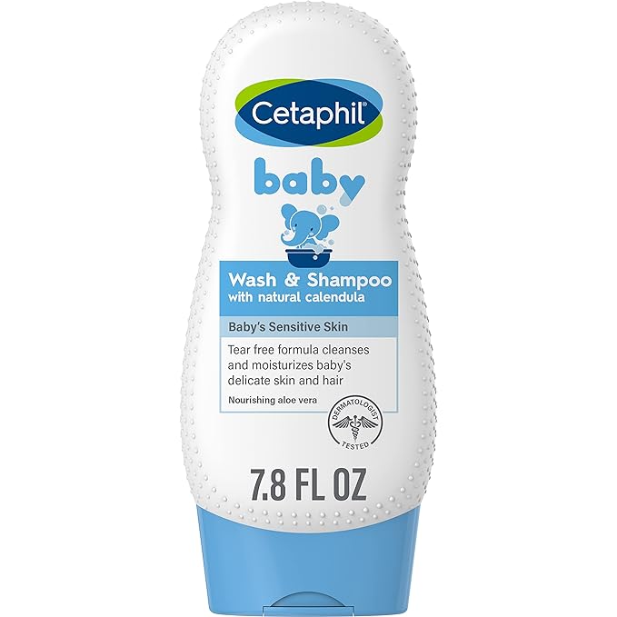 Cetaphil Baby Shampoo and Body Wash with Organic Calendula, Tear Free, Hypoallergenic, Ideal for Everyday Use, Dermatologist Tested, 7.8oz