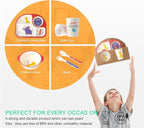 Kids Feeding Set 5 Pcs, Tableware Set for Toddlers Includes Plate Bowl Cup Fork and Spoon Utensil Flatware, Kids Flatware Set Dishwasher Safe, BPA Free (Animalworld)