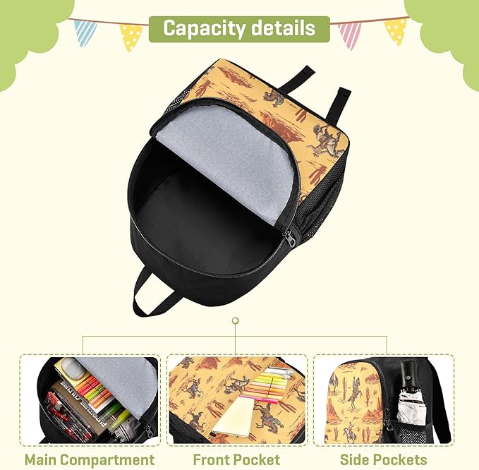 Toddler Backpack Western Desert Cowboy Waterproof Mini Backpack Boys/Girls Cute Kindergarten Pre School Bags 11 Inch