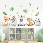 Tanlaby Jungle Animals Wall Stickers Cartoon Woodland Animal Wall Decals Zebra Forest Peel and Stick Art Sticker for Baby Nursery Kids Bedroom Playroom Daycare Classroom Decor