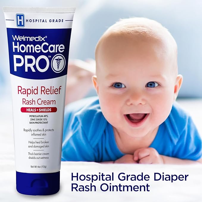 Rapid Relief Diaper Rash Cream with Zinc Oxide, Hospital Grade Barrier Cream for Adults, and Babies with Fragile or Sensitive Skin (4oz Tube, Pack of 5)