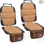 Car Seat Protector for Child Car Seat, 2 Pack Baby Car Seat Covers with Mesh Pockets & Non-Slip Backing 600D Durable Seat Protector (Brown, Standard)