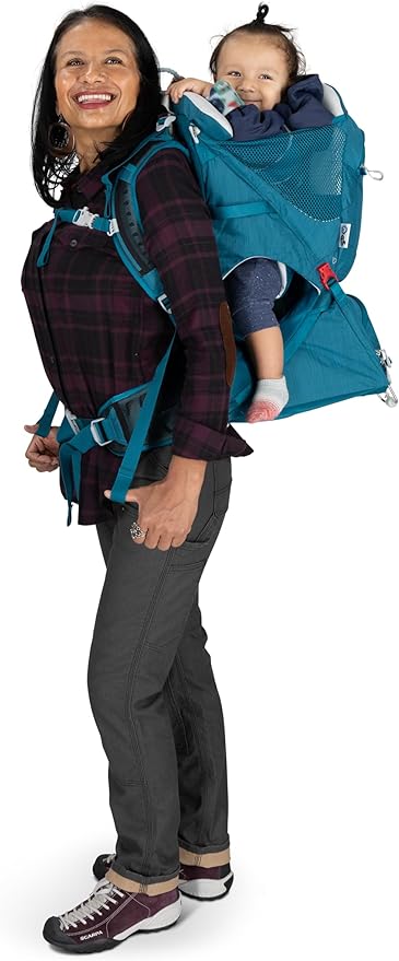 Osprey Poco SLT Lightweight Child Carrier Backpack - Slimmed-Down Hiking Carrier for Toddlers with Safety Harness, Sunshade, and Ventilated Backpanel - Lightweight Travel-Friendly Option