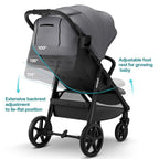 Mompush Nova Baby Stroller for Toddler, Infant & Newborn | Spacious Seat & Lie-Flat Mode | Compact One-Hand Fold, UPF 50+ Canopy & All-Wheel Suspension | Includes Rain Cover & Cup Holder, Grey