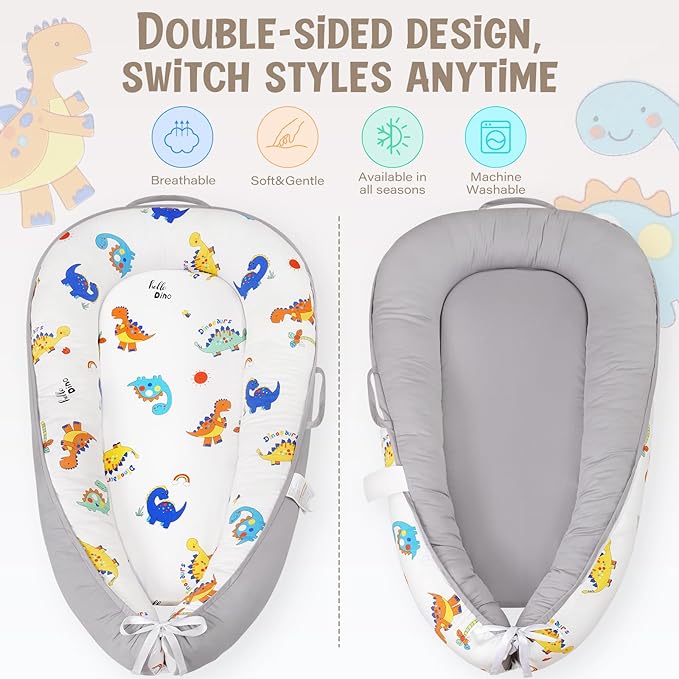 HKAI Baby Lounger – Soft Cotton Infant Floor Seat for Newborn to 24 Months, Portable Baby Essentials for Boys & Girls, Travel-Friendly Baby Lounge Pillow