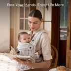 Momcozy Herihuge Baby Carrier - Crafted with Charming Jacquard Weaving, Durable, Stylish and Elegant, All-Day Comfort for Moms, Time Heritage Beige