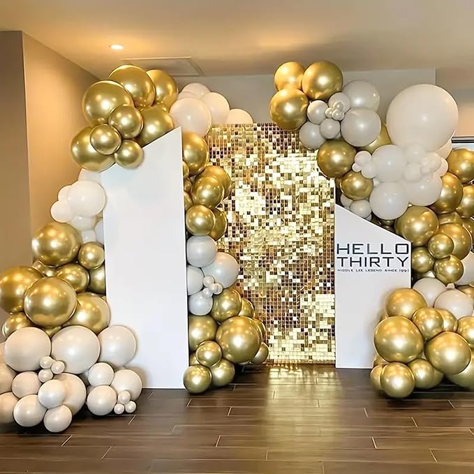 140pcs Gold Balloon Arch Kit, Gold Balloons of Different Sizes Pack of 18 12 10 5 Inch Party Balloon Kit for Birthday Party or Balloon Arch as Graduation Wedding Baby Shower Party Decorations