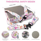 Toddler Booster Seat for Dining Table,4 Inches Washable Double Safer Straps Non-Slip Bottom Booster Seat for Kids, Portable Travel High Density Sponge Detachable Increasing Cushion for Child...