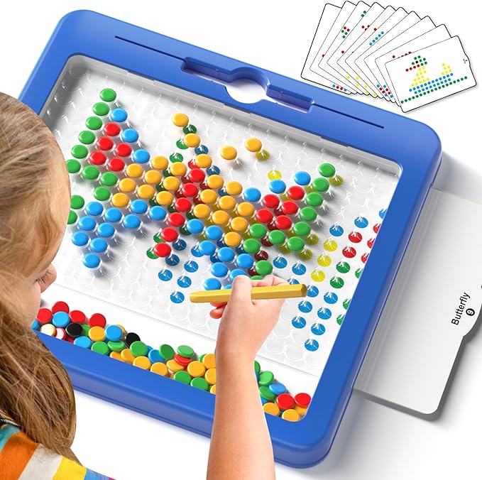 Large Magnetic Dots Board for Toddlers, Magnetic Drawing Board for Kids, Magnetic Dot Art with Magnetic Pen, Montessori Preschool Education Travel Toys for Kids Boys Girls Age 2 3 4 5 6 7 8 Years Old