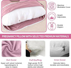 U-Shaped Pregnancy Pillow for Sleeping, Full Body Support for Back, HIPS & Belly -65 Inch Maternity Pillow with Machine Washable Cover | Maternity Essential (Velvet Pink-65inch)