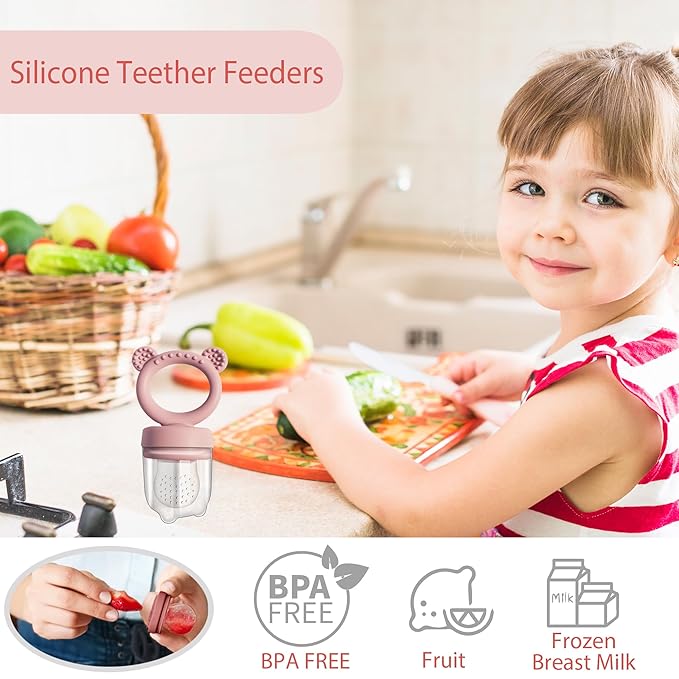 Big Spinach Silicone Freezer Tray Baby Fruit Feeder Food Teething Set Must-Have Pacifiers and Food Storage Containers for Babies 6 Months and Up