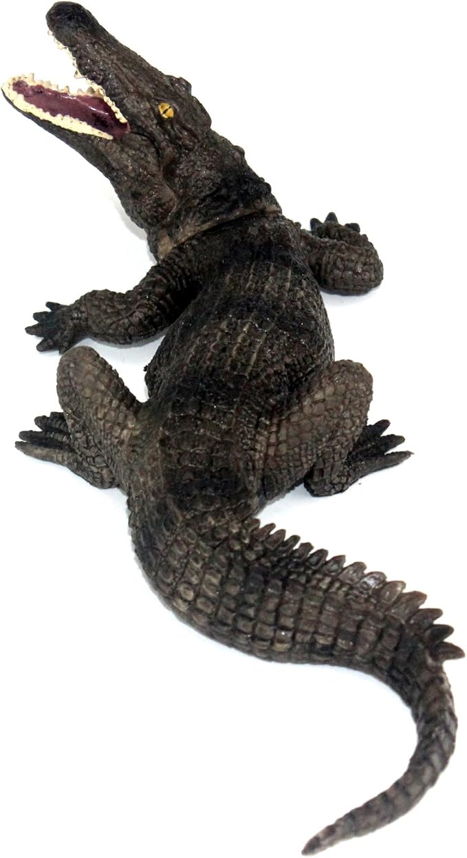 FUNSHOWCASE African Jungle Animals Black Nile Crocodile Toy Figure Realistic Plastic Figurine Height 2.5-inch