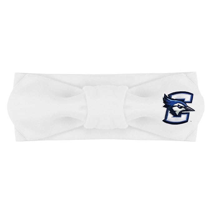 Creative Knitwear Creighton Bluejays Infant Girls White Solid Hair Knot Headband Embroidered Logo - Size Newborn - 4T