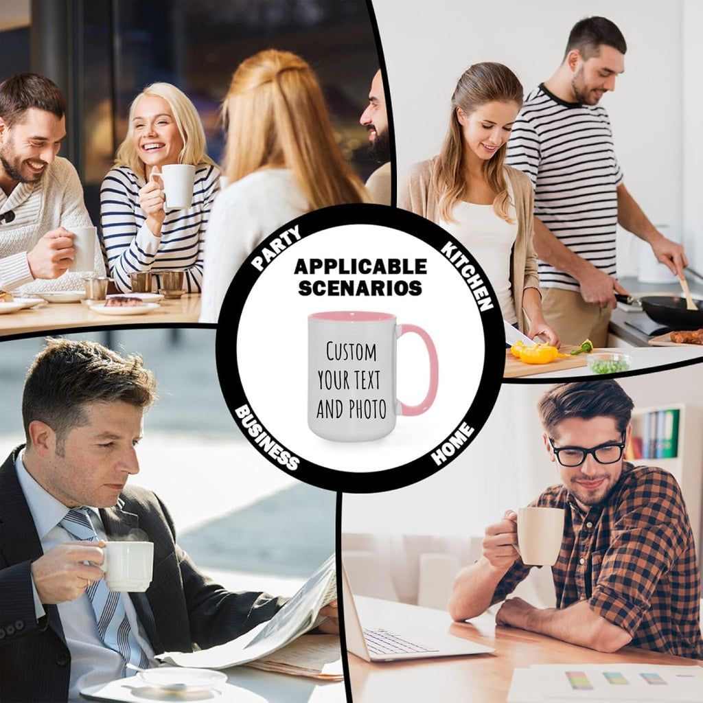 Ship Next Day Custom Mug Design Your Own Photo Text Personalized Picture Gifts for Women Men Customized Gift Idea Personalized Coffee Mugs 11oz Pink Handle