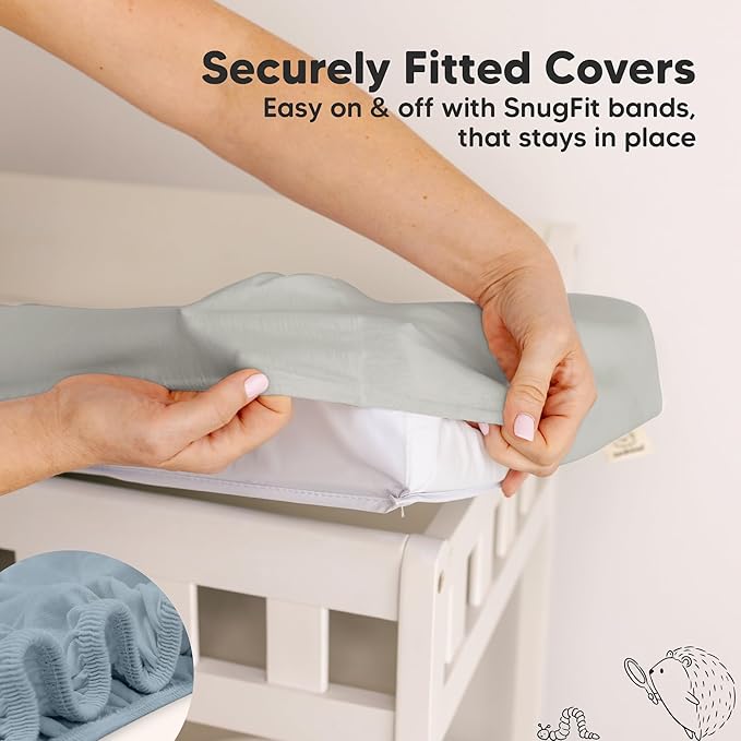 2-Pack Organic Changing Pad Covers for Girl, Boy, Neutral - 100% Cotton Changing Table Pad Cover, Soft Baby Nursery Diaper Changing Pad Sheets, Contour Changing Pads Liners, Change Pad Cover (Steel)