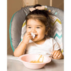 Grabease Baby Feeding Utensils Set - Infant and Baby Fork and Spoon for Ages 1-11 Months, BPAs and Phthalate-Free Cutlery, Plastic, 1 Set, White