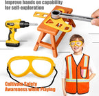 Zealous 48pcs Kids Tool Set with Tool Box & Electronic Toy Drill, Pretend Play Construction Kits for Kids Ages 3-5 Years Old, Toddler Boy Toys