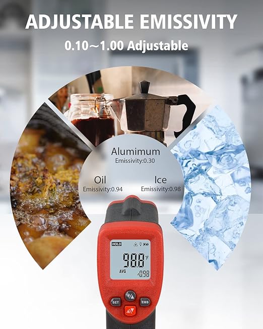 Wintact Infrared Thermometer Temperature Gun, Non-Contact Digital Surface Laser Heat Temp Gun for Kitchen Cooking Food Pizza Oven Grill Fridge -58℉ to 788℉